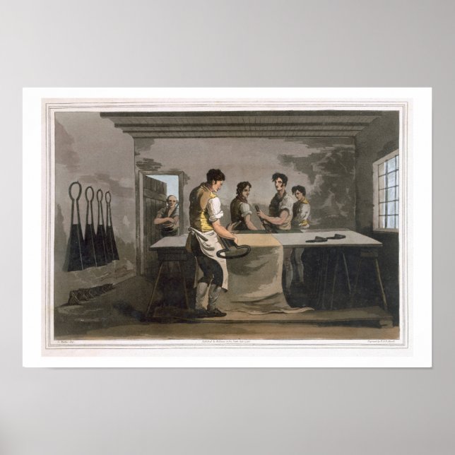 Cloth Dressers, from `Costume of Yorkshire' engrav Poster (Front)