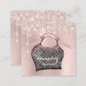Cloth Hanger Dress Fashion Shop Rose Glitter Drip Square Business Card (Front/Back)