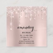 Cloth Hanger Dress Fashion Shop Rose Glitter Drip Square Business Card (Back)