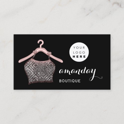 Cloth Hanger Dress Fashion Shop Rose QR Code Logo Business Card