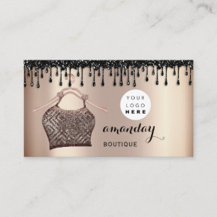 Cloth Hanger Fashion Boutique Rose Drip QR Logo Business Card
