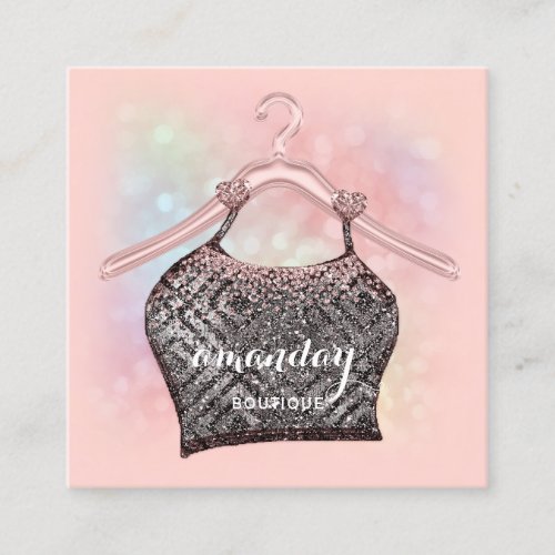 Cloth Hanger Rose Fashion Blogger Beauty Blogger Square Business Card