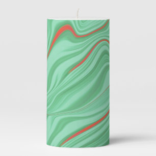 Cloth in curves with light mint green tones pillar candle