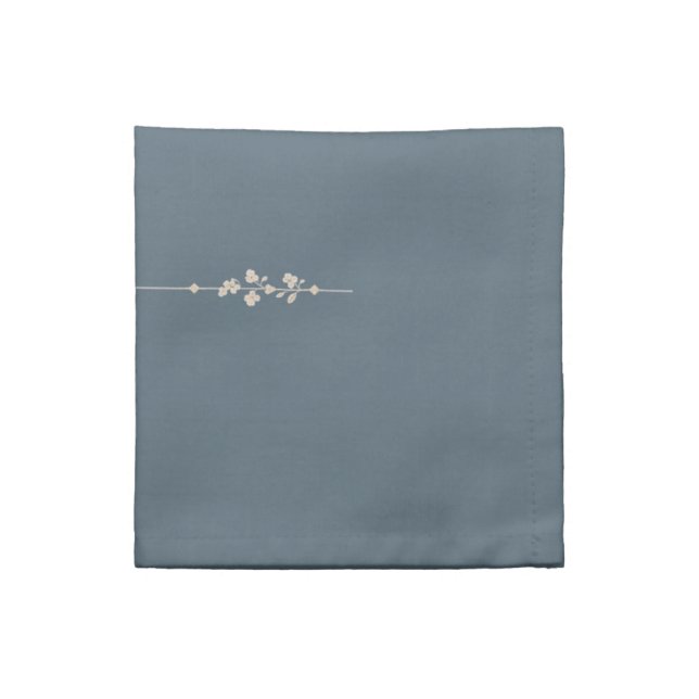 Cloth Napkin Blue Farmhouse Minimal Botanical Line (Quarter Fold)