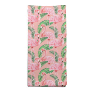 Cloth Napkin-Flamingo Tropical Palms Print Napkin