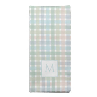 Cloth Napkin Monogramed Pastel Gingham Check
