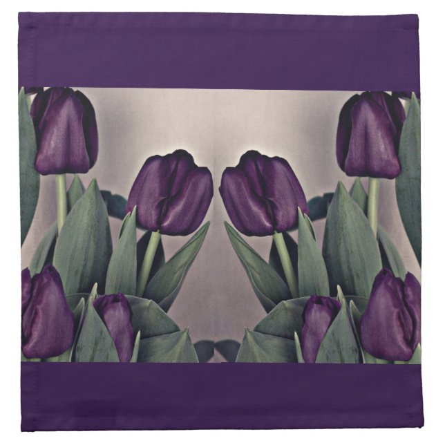 Cloth Napkin Purple Tulips 103-05  (Front)