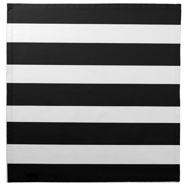 Cloth Napkin Set Of 4 - Modern Black White Striped (Front)