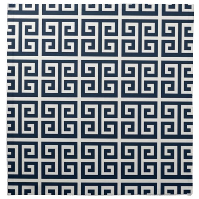 Cloth Napkins Navy Greek Key (Front)