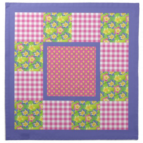 Cloth Napkins Pink Primroses Polkas Gingham