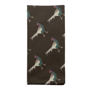 Cloth napkins Retro chic pheasant bird brown