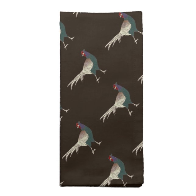 Cloth napkins Retro chic pheasant bird brown (Folded)