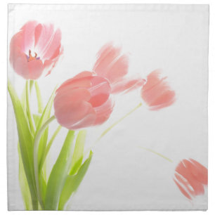 Cloth napkins retro pink tulip flower