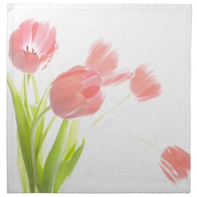 Cloth napkins retro pink tulip flower (Front)