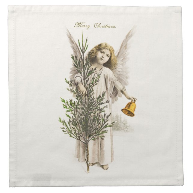 CLOTH NAPKINS : VINTAGE CHRISTMAS ANGEL (Front)