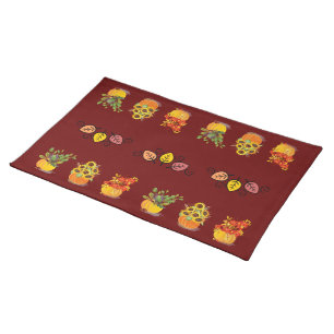 Cloth Placemat Autumn Leaves & Bouquets