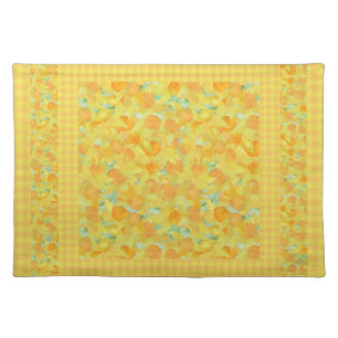 Cloth Placemat, Golden Daffodils, Check Gingham Placemat