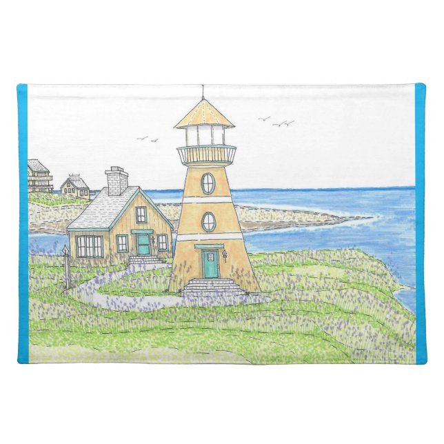Cloth Placemat; Lighthouse 4 with blue Cloth Placemat (Front)