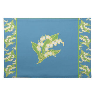 Cloth Placemat: Lilies of the Valley on Blue Placemat