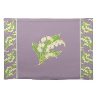 Cloth Placemat: Lilies of the Valley on Mauve Cloth Placemat