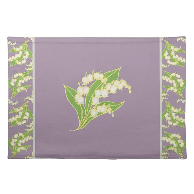 Cloth Placemat: Lilies of the Valley on Mauve Cloth Placemat (Front)