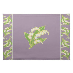 Cloth Placemat: Lilies of the Valley on Mauve Placemat
