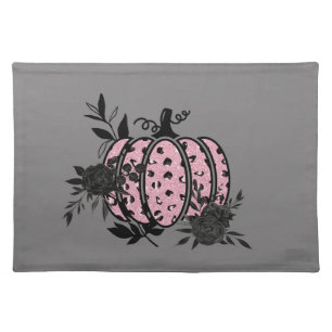 Cloth Placemat, Pink and Black Leopard Pumpkin Placemat