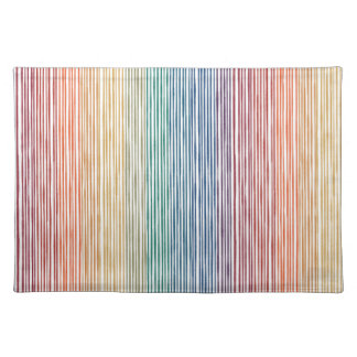 Cloth Placemat Watercolor Rainbow Stripe