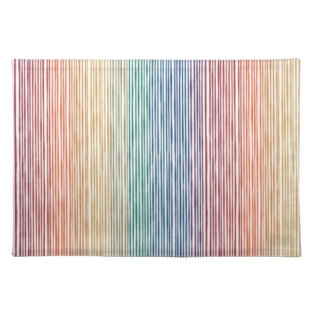 Cloth Placemat Watercolor Rainbow Stripe (Front)
