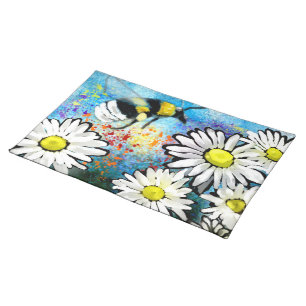 Cloth Placemat - Whimsical Bumble Bee & Daisies