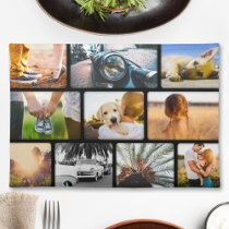 Cloth Placemat Your 10 Photo Collage Black