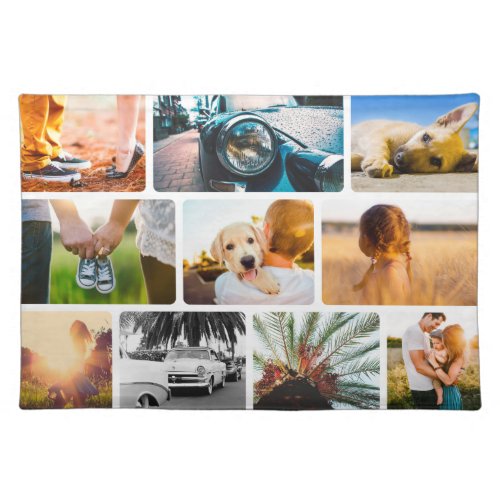 Cloth Placemat Your 10 Photo Collage White