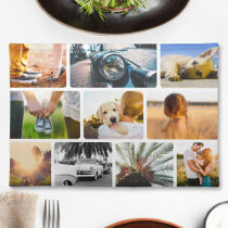 Cloth Placemat Your 10 Photo Collage White