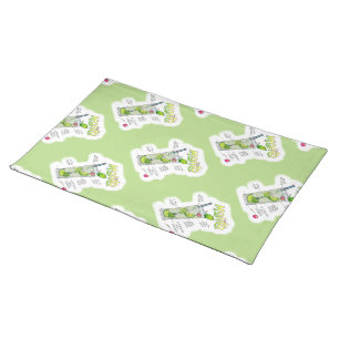 CLOTH PLACEMATS - MOJITO RECIPE COCKTAIL ART
