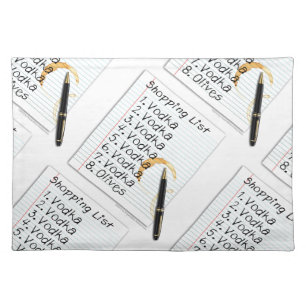 CLOTH PLACEMATS - VODKA SHOPPING LIST