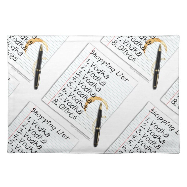 CLOTH PLACEMATS - VODKA SHOPPING LIST (Front)
