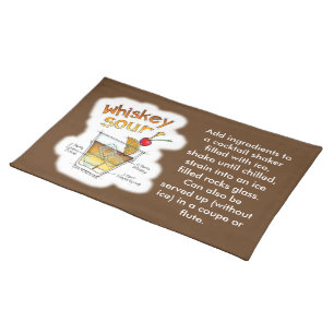 CLOTH PLACEMATS - WHISKEY SOUR RECIPE COCKTAIL ART