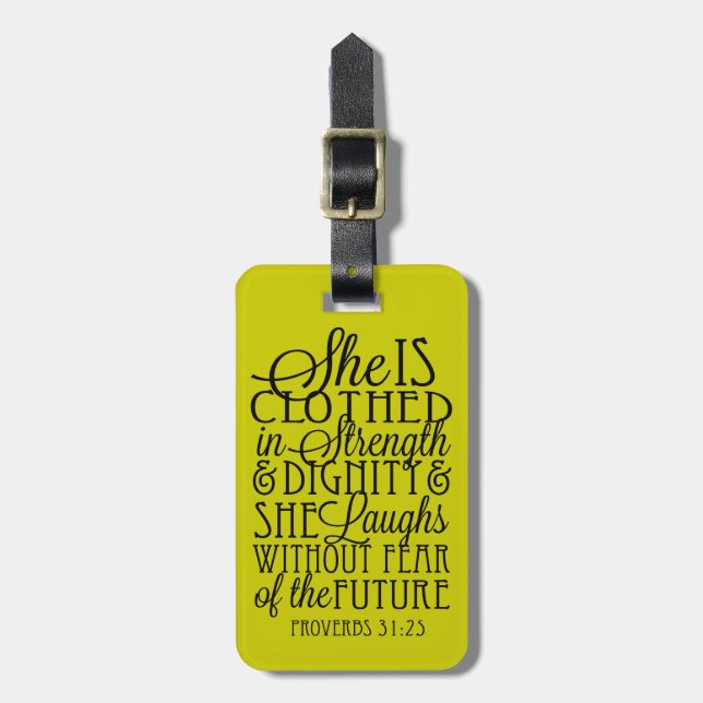 Clothed in Strength & Dignity Luggage Tag (Front Vertical)