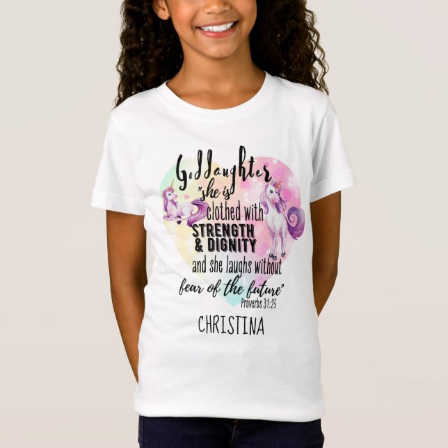 Clothed Strength Dignity Teen GODDAUGHTER Quote  T T-Shirt (Front)