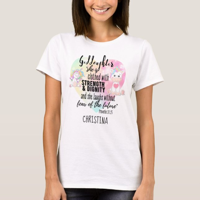 Clothed Strength Dignity Teen GODDAUGHTER Quote  T T-Shirt (Front)