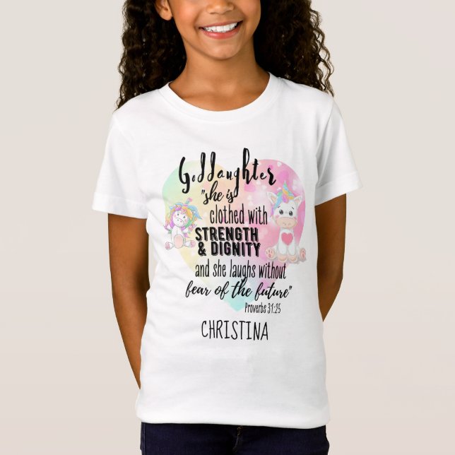 Clothed Strength Dignity Teen GODDAUGHTER Quote  T T-Shirt (Front)