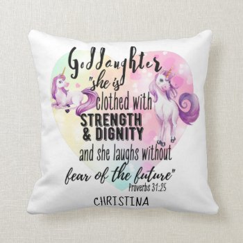 Clothed Strength Dignity Teen GODDAUGHTER Quote Th Throw Pillow