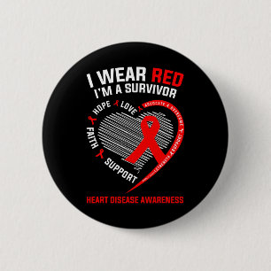 Clothes Apparel Gifts Red Survivor Heart Disease A Button