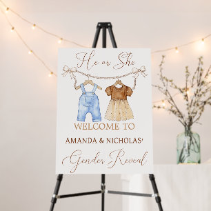 Clothes Boho Gender Reveal Welcome Sign