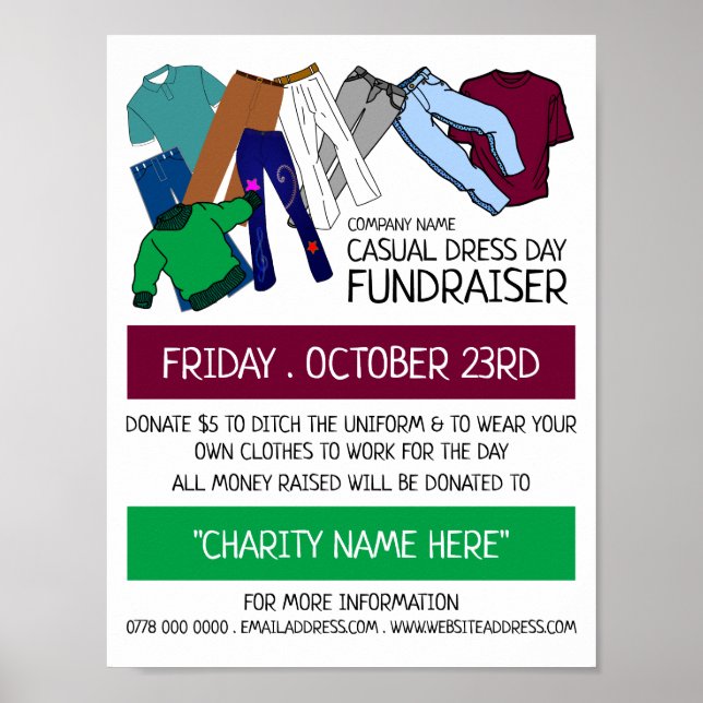 Clothes Design, Casual Dress Day Fundraiser Advert Poster (Front)