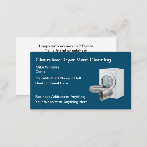 Clothes Dryer Vent Cleaning Home Services Business Card
