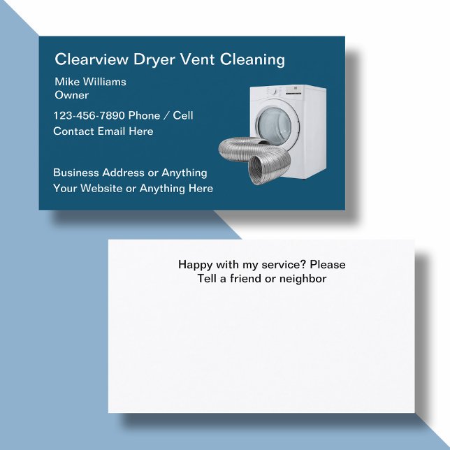 Clothes Dryer Vent Cleaning Home Services Business Card (Creator Uploaded)