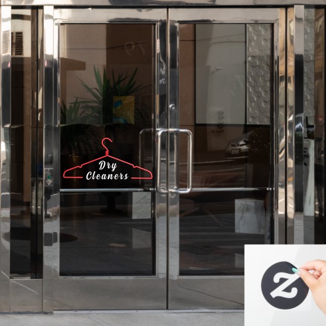 Clothes Hanger Dry Cleaner Business Promo Door  Window Cling (Office Door)