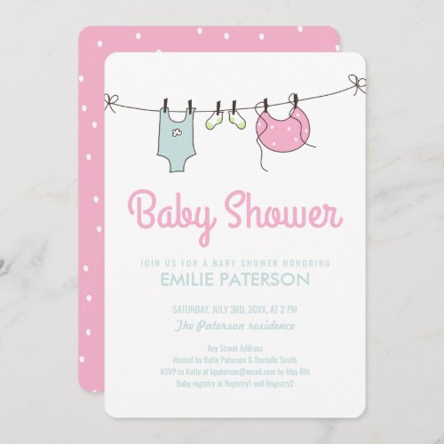 Clothes Line Baby Shower Invitation