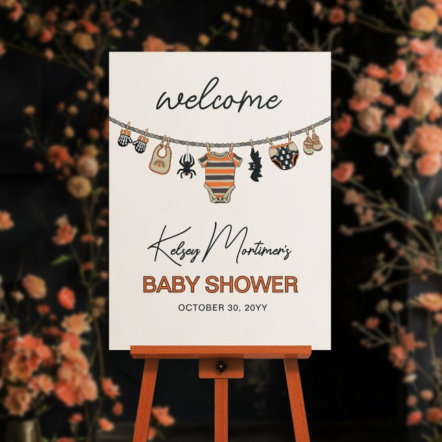 Clothes Line Neutral Halloween Baby Shower Welcome Foam Board (Creator Uploaded)